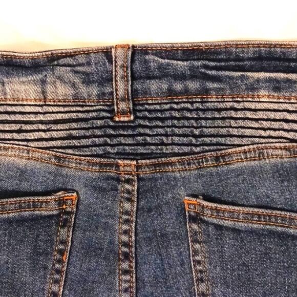 VIP Jeans Women Sz 11 12 Blue Fancy Distressed Skinny Fray Boho Hip Hop Designer - Picture 12 of 16